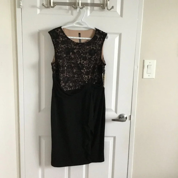 NWT LORI M BLACK Lace Cocktail DRESS SLEEVELESS NWT SIZE L - Picture 2 of 11